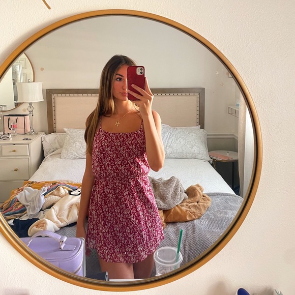 RED FLORAL DRESS - Picture 1 of 7